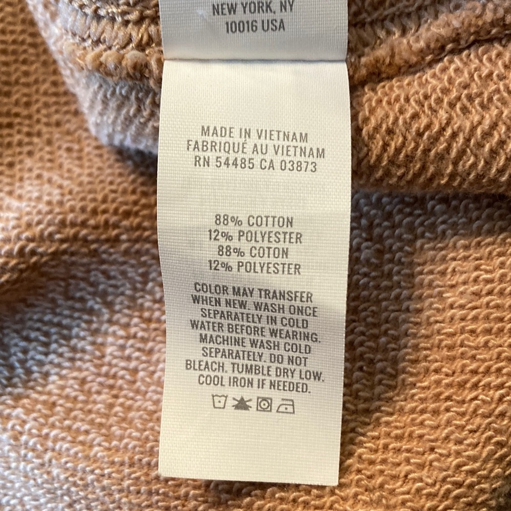 Aerie Distressed Oversized Popover Collared V-neck Tan Sweatshirt Women Size S - Picture 5 of 11